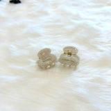 Mini Size Light Weight Crystal decorated Oval shape Hair Jaw Clips(2 pieces Set) - 11colors