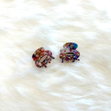 Mini Size Light Weight Crystal decorated Oval shape Hair Jaw Clips(2 pieces Set) - 11colors