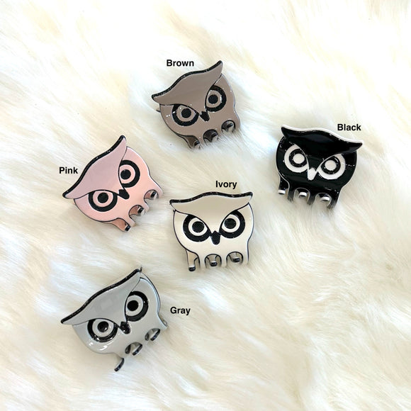Owl Small Size Claw Cellulose Jaw Hair Clips - 5colors