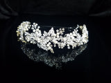 Silver Vine & Pearls Soft Type Wedding Flexible Headband