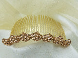 Large Size Crystal Peach & Amber Color Wedding Comb