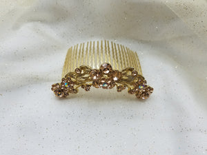 Gold Look Med Size  Crystal Element Curved Body Comb