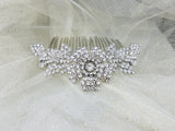 Large Clear Crystal Flower wedding comb