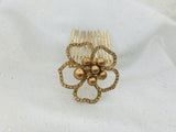 Gold Color Pearl Amber Crystal Medium Size Wedding Comb