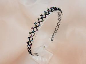 Black Body Metal Twisted Color Crystals Headband - in 5 colors