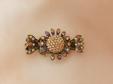 Antique Sunflower Motif Crystal Med-Large Size Jaw Hair Clip - in 2 colors