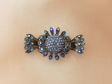Sunflower Motif Med size Crystal Jaw Hair Clip Blue Collections