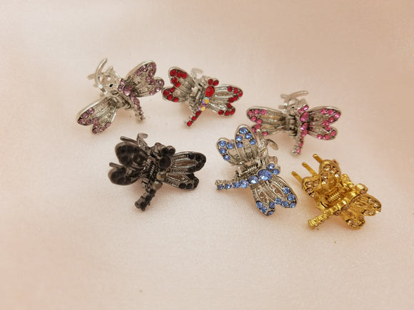 Small Dragonfly Crystal Jaw Hair Clip (2 pieces set)