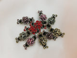 Vintage Small Size Crystal Mini Rose Flat Jaw Hair Clip - in 5 colors