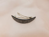 Light Weight Cellulose Crystal Covered Crescent Large Hair Barrette