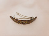 Light Weight Cellulose Crystal Covered Crescent Large Hair Barrette