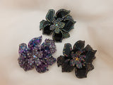 Light Weight Cellulose Large Flower Crystal Barrette - in 5 colors