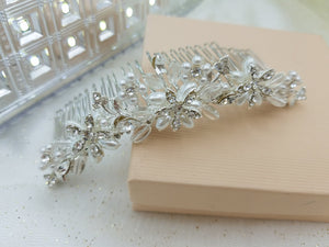 Wedding White Color Curved Body Handmade Large Comb