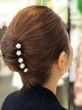 MINI White Pearl & Clear Crystal Hair Stick