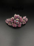 Delicate crystals on Large flower Barrette - in 5 colors