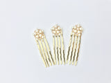 Ivory Pearl with Peach Crystal MINI Comb