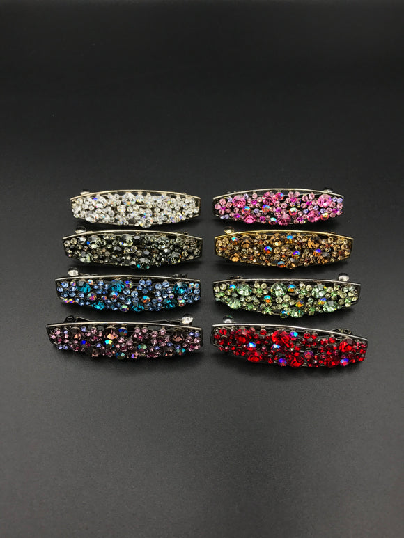 Crystal Small Dots Automatic Push Barrette - in 8 colors