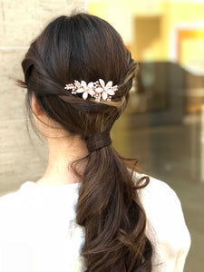 Rose Gold Body Clear Stone Handmade Small Size Wedding Hair Clip