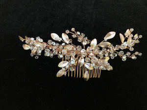 Rose Gold Large Vine Hand Wired Wedding Comb