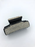 Cellulose Light Weight Simple Black Square Body with Silver Glitter Covered Med Hair Jaw Clip