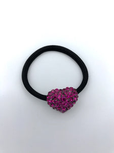 Cute Heart Crystal Ponytail Elastic Holder - in 4 colors
