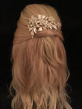 Large Gold flower & Leaf with pearls Comb