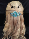 Delicate crystals on Large flower Barrette - in 5 colors