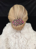 Large twin snow flake Pink Barrette